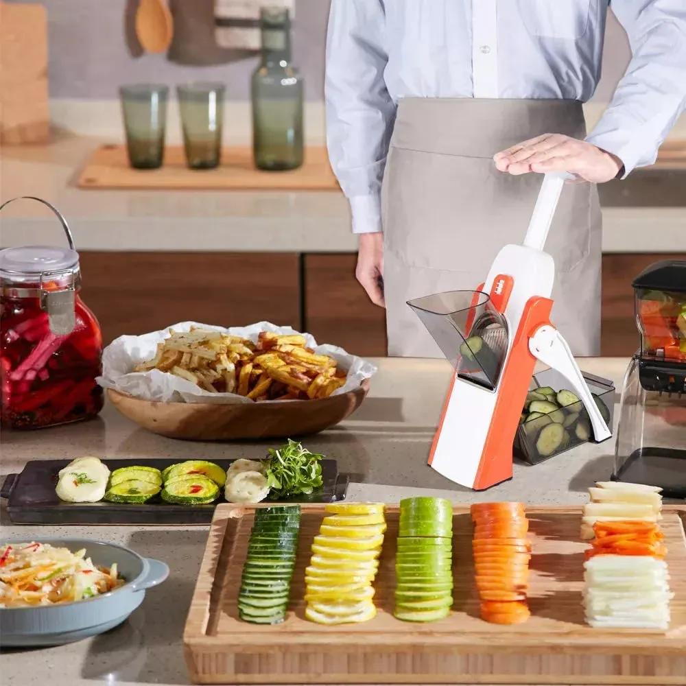 Mandoline Spring Slicer Vegetable and Fruits Cutter Meal Prep & More then 40 Thickness Adjuster 5 in 1 - Pump Brava Slicer and Dicer - Multifunctional High Quality ABS Vegetable & Fruit Slicer - Precision Slicing Made Effortless