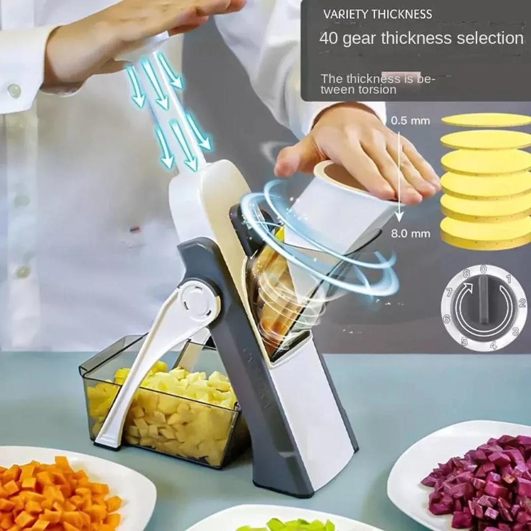 Mandoline Spring Slicer Vegetable and Fruits Cutter Meal Prep & More then 40 Thickness Adjuster 5 in 1 - Pump Brava Slicer and Dicer - Multifunctional High Quality ABS Vegetable & Fruit Slicer - Precision Slicing Made Effortless