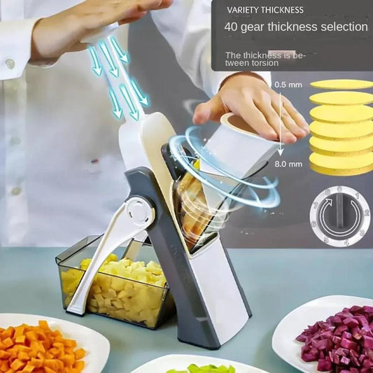 Mandoline Spring Slicer Vegetable and Fruits Cutter Meal Prep & More then 40 Thickness Adjuster 5 in 1 - Pump Brava Slicer and Dicer - Multifunctional High Quality ABS Vegetable & Fruit Slicer - Precision Slicing Made Effortless