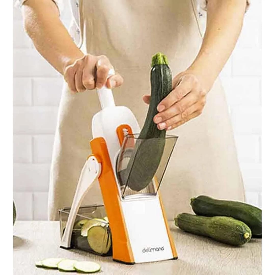 Mandoline Spring Slicer Vegetable and Fruits Cutter Meal Prep & More then 40 Thickness Adjuster 5 in 1 - Pump Brava Slicer and Dicer - Multifunctional High Quality ABS Vegetable & Fruit Slicer - Precision Slicing Made Effortless