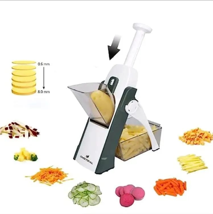 Mandoline Spring Slicer Vegetable and Fruits Cutter Meal Prep & More then 40 Thickness Adjuster 5 in 1 - Pump Brava Slicer and Dicer - Multifunctional High Quality ABS Vegetable & Fruit Slicer - Precision Slicing Made Effortless